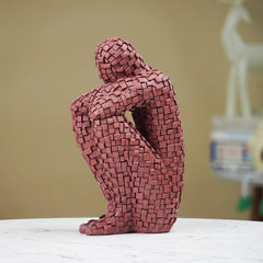 Brown Mosaic Sitting Human Sculpture