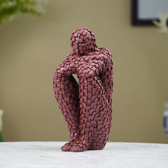 Brown Mosaic Sitting Human Sculpture