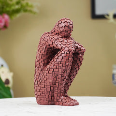 Brown Mosaic Sitting Human Sculpture