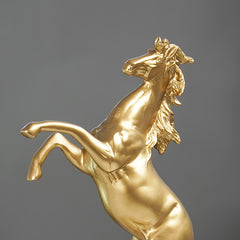 Golden Rearing Horse Figurine