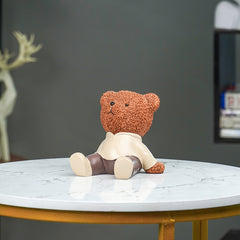 Brown Textured Teddy Bear Figurine in Yellow Shirt