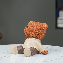 Brown Textured Teddy Bear Figurine in Yellow Shirt