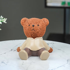 Brown Textured Teddy Bear Figurine in Yellow Shirt