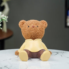 Brown Teddy Bear Figurine in Yellow Hoodie