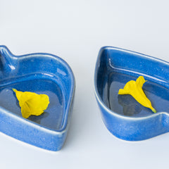 Ceramic Snack Dish in Glossy Blue Finish | Set of 2