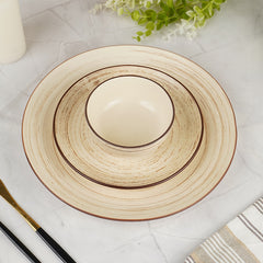 Cream Ceramic Spiral Dinnerware - Set of 3