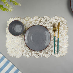 Elegant White & Gold Table Mat - Set of 2 & 6