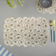 Elegant White & Gold Table Mat - Set of 2 & 6