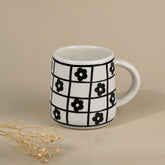 Ceramic Mug with Black Floral Design