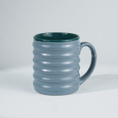 Blue Ceramic Mug with Ribbed Texture