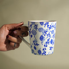 Ceramic Mug with Blue Floral Print