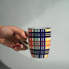 Multicolor Plaid Ceramic Mug