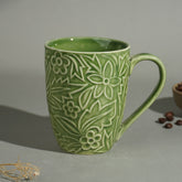Embossed Green Ceramic Mug