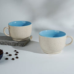 Cappuccino Cup in Light Blue Ceramic with White Exterior