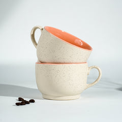 Cappuccino Cup in Orange Ceramic with White Exterior