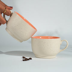 Cappuccino Cup in Orange Ceramic with White Exterior