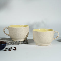 Cappuccino Cup in Yellow Ceramic with White Exterior
