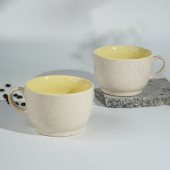 Cappuccino Cup in Yellow Ceramic with White Exterior