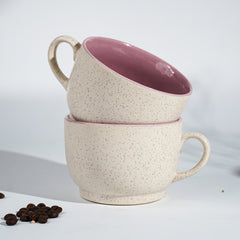 Cappuccino Cup in Pink Ceramic with White Exterior