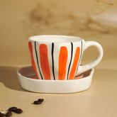 Orange Brushstroke Ceramic Cup and Saucer Set