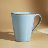 Sky Blue Ceramic Mug with Rustic Gold Trim