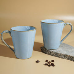 Sky Blue Ceramic Mug with Rustic Gold Trim