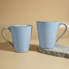 Sky Blue Ceramic Mug with Rustic Gold Trim