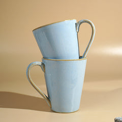 Sky Blue Ceramic Mug with Rustic Gold Trim