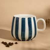 Navy and White Striped Ceramic Mug