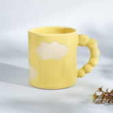 Yellow Ceramic Mug with Cloud Design