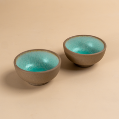 Artisanal Two-Tone Ceramic Dip Bowl Set