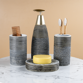 Modern Black & Gold Ceramic Bathroom Accessory Set