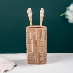 Brown Textured Ceramic Bathroom Set of 4