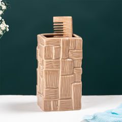 Brown Textured Ceramic Bathroom Set of 4