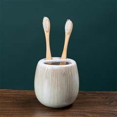 Pearlescent White and Gold Drip Ceramic Bathroom Set of 4