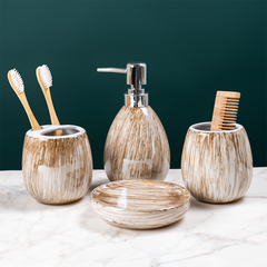 Brown Streaked Glass Bathroom Set of 4