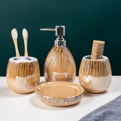 Amber Gold Drip Ceramic Bathroom Set of 4