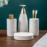 White Textured Ceramic Bathroom Set of 4