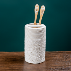 White Textured Ceramic Bathroom Set of 4