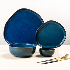 Midnight Blue Ceramic Dinnerware - Set of 20