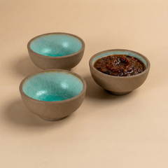 Artisanal Two-Tone Ceramic Dip Bowl Set
