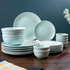 Sky Blue Speckled Ceramic Dinnerware Set - Set of 20