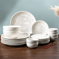 Speckled White Minimalist Ceramic Dinnerware Set of 20