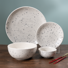 Speckled White Minimalist Ceramic Dinnerware Set of 20
