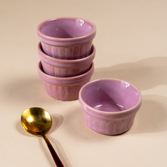 Solid Pink Color Dip Bowls with Design