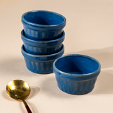 Solid Blue Color Dip Bowls with Design