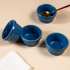 Solid Blue Color Dip Bowls with Design