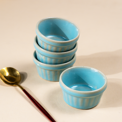 Solid Light Blue Colors Dip Bowls with Design
