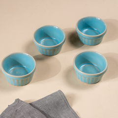 Solid Light Blue Colors Dip Bowls with Design