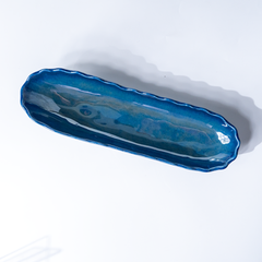 Vivid Blue Wavy Ceramic Platter